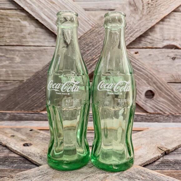 1980’s -1990’s Vintage Green Glass Coca-Cola Bottles From Soviet Union, Set of 2 - Picture 3 of 4